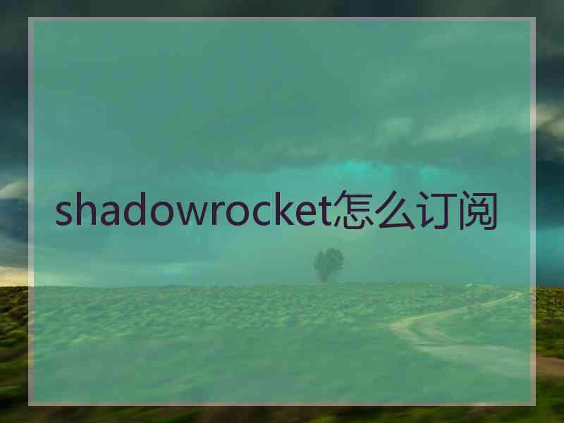 shadowrocket怎么订阅