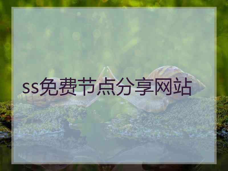ss免费节点分享网站