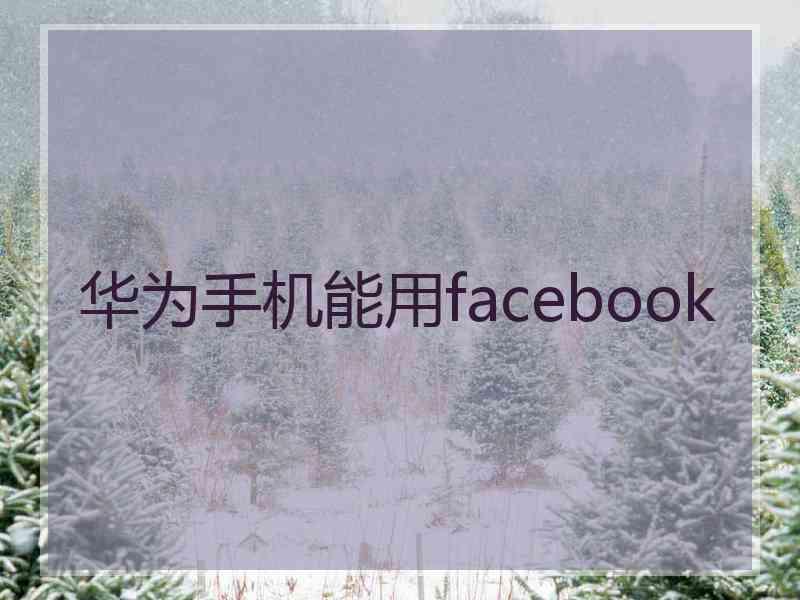 华为手机能用facebook