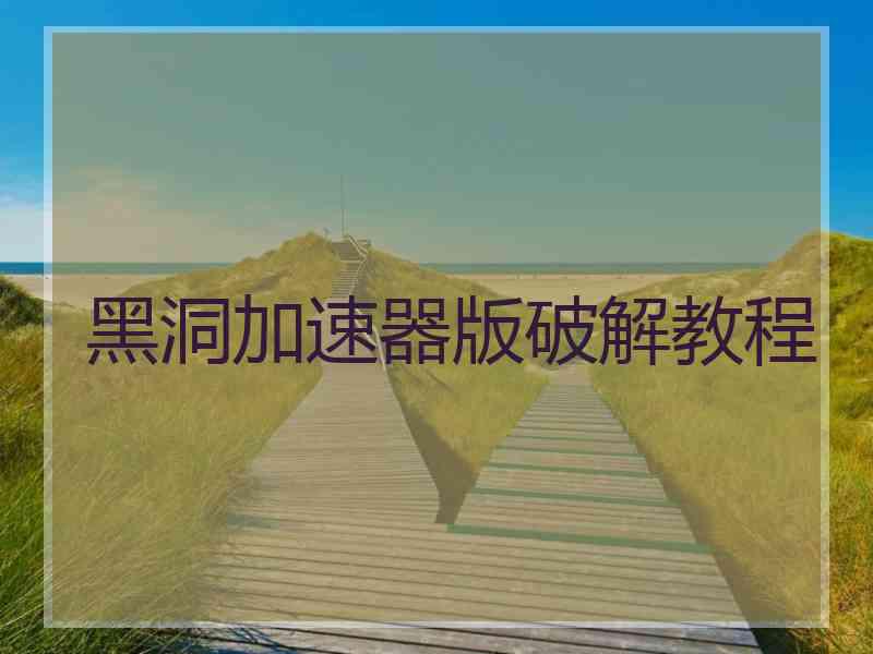 黑洞加速器版破解教程