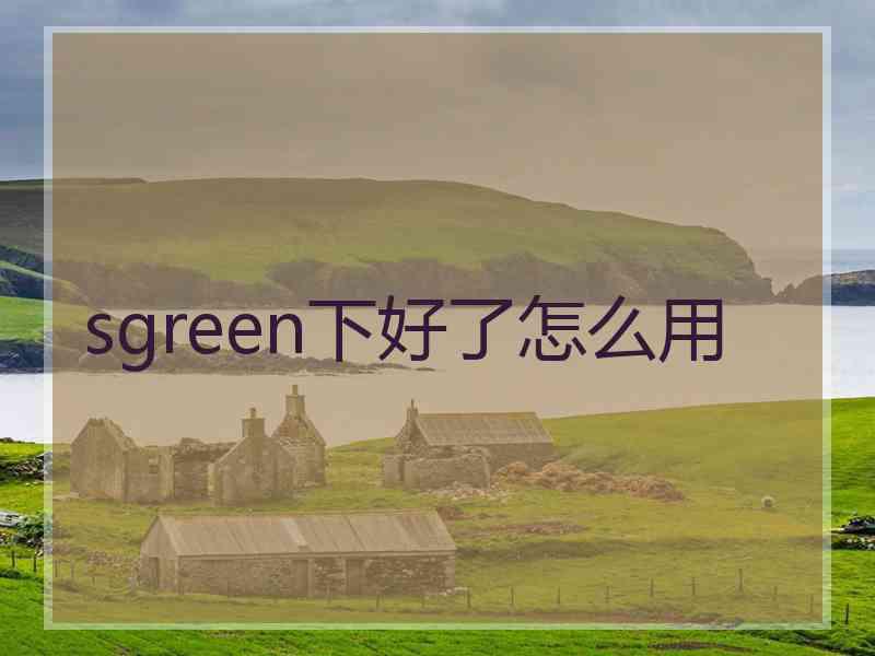 sgreen下好了怎么用