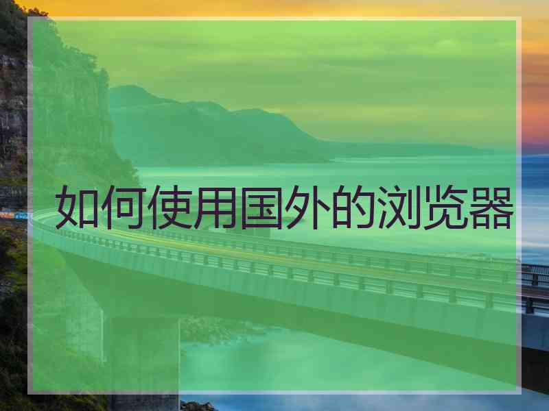 如何使用国外的浏览器