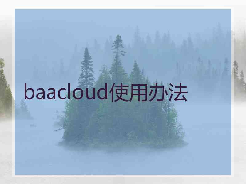 baacloud使用办法